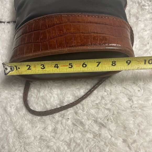 Brighton leather Black and Brown crocs print bucket style shoulder bag . - Picture 11 of 14